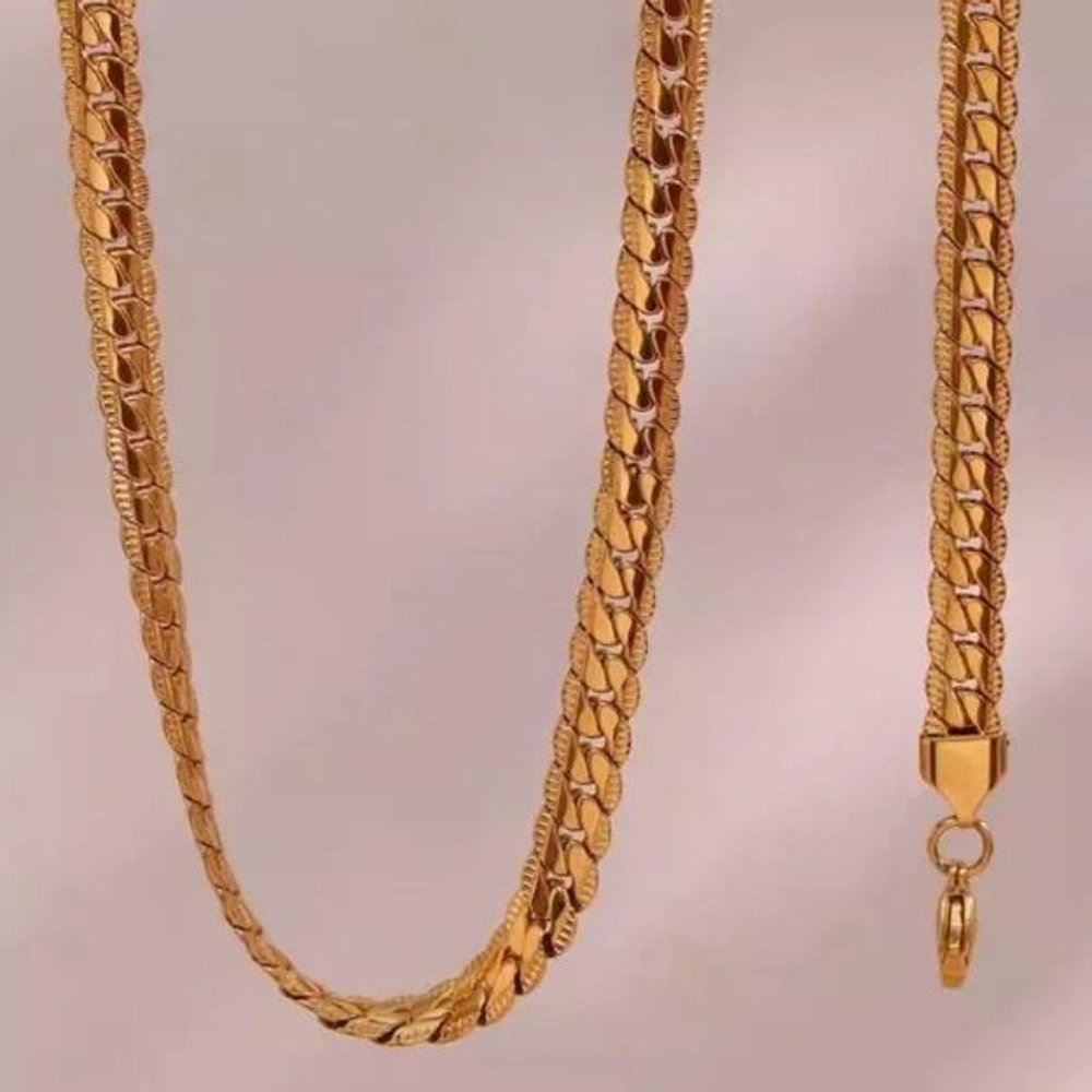 NEW 18K GOLD CUBAN CHUNKY CHAIN NECKLACE - Picture 3 of 5